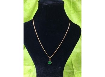 Beautiful 18' 14K Necklace W/Three Beautiful Pendants (Incl. Jade & Opal )