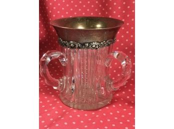 Antique Cut Crystal 'Loving Cup' W/Sterling Silver Trim