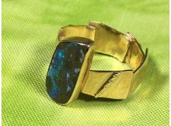 18KT+ Modern Ring W/Very Unusual Stone - Beautiful  Design & Style