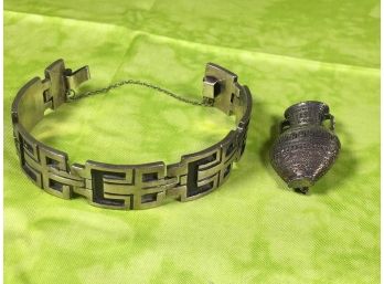 Beautiful 'Georg Jensen' STYLE Sterling Silver Bracelet &   Very Nice 'Urn' Pin