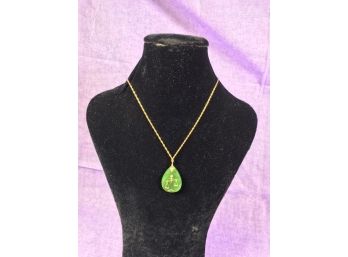 NIce Jade & 14k Necklace 'Libra' / 'Scales Of Justice' 20' Chain - Great Item