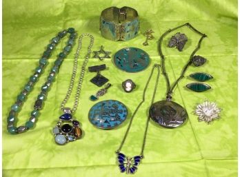 Fantastic 'Mostly Mexican' Sterling Silver Jewelry Lot - VERY NICE !