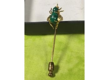 Cute 14kt Gold & Malachite 'Bee' Pin - Beautiful Detail & Quality