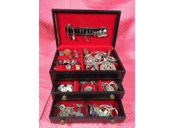Fabulous 50+ Lot Of ALL STERLING SILVER Jewelry In Vintage Jewelry Box
