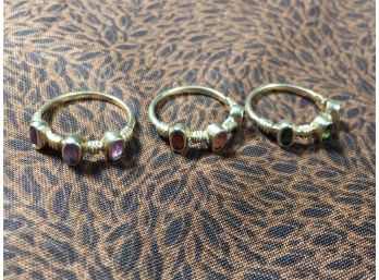 Trio Of Multi Stone Rings - All 14kt Gold - All For One Bid - 5.2 Dwt