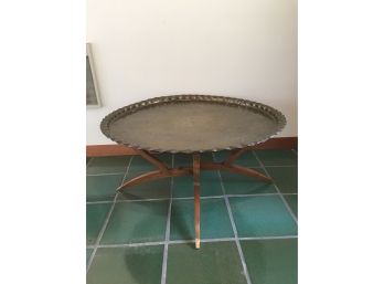 Antique Moroccan Brass Tray Table