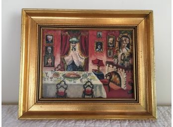 Damon Amigo Terradell, American 1847-1949 Original Diminutive Oil On Canvas In Gold Gilt Frame, Artist Signed