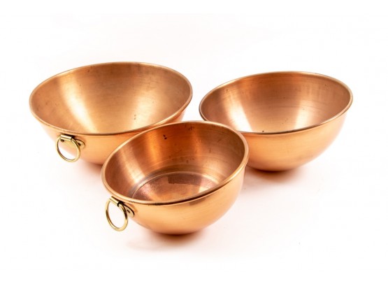 Set Of Three Roly Poly Copper Nesting Bowls