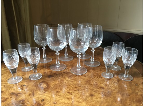 6 Waterford Quality Wines & 6 Cut Crystal Sherry Glasses