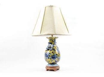 Blue & Yellow Chinese Lamp With Pomegranates