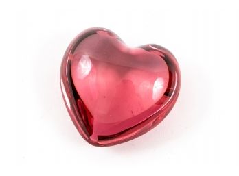 Rose Baccarat Crystal Heart Form Paperweight