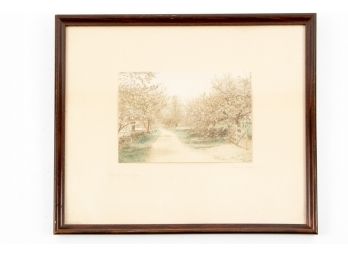 Charles Higgins (1867-1930) Hand Colored Photograph Titled Apple Blossom Lane