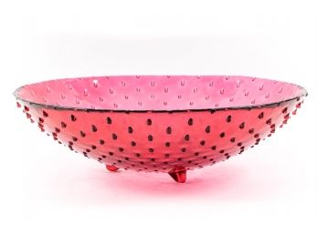 Large Strawberry Red Footed Serving Bowl