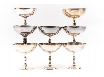 Set Of 8 Heavy White Metal Footed Dessert Cups