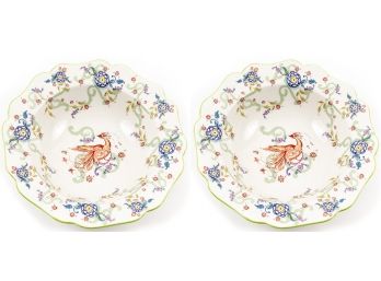 Two Large Grace Serving Bowls With Bird Motif