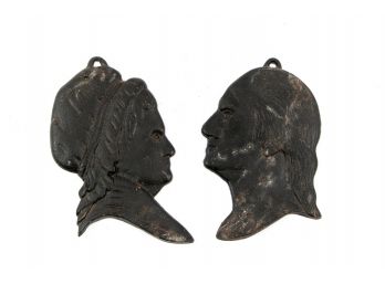 Vintage Martha And George Washington Cast Iron Silhouettes