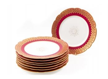 Set Of Eight Gold Filigree Dinner Plates