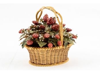 Vintage Jane Hutcheson Enamel Strawberry Floral Basket