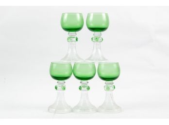 Group Of Five Green Art Deco Stems