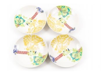 Set Of Four Colorful Porcelain Pasta Bowls