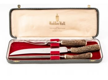 Haddon Hall Stag Horn Cased Carving Set