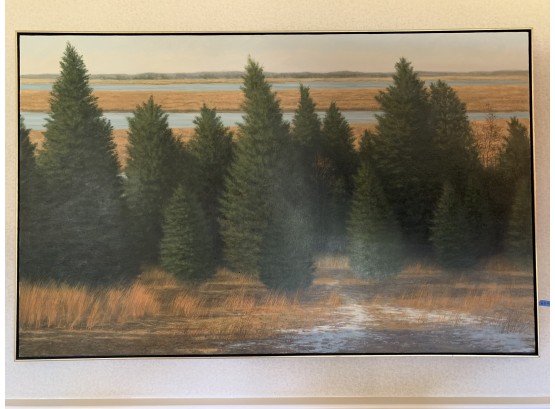 Joseph Reboli (American, 1945-2004) Huge Oil On Canvas Of Evergreen Trees
