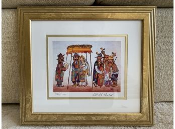 Wedding Ceremony Print By Jovan Obican, Signed And Dated On Verso