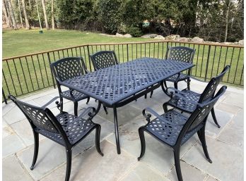 Cast Metal Patio Set With 6 Arm Chairs And Table