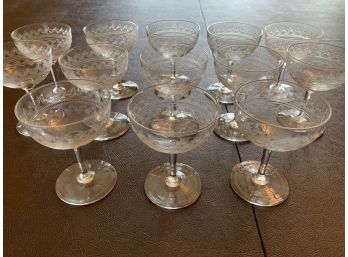Set Of Vintage Saucer Champagne Glasses