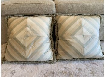Pair Of Gorgeous Raw Silk Custom Pillows With Fancy Trim