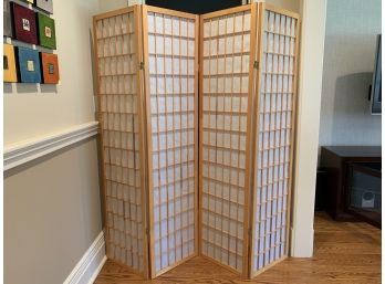 Four Panel Wood & Linen Screen