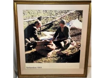 Framed Picture Of A Man & Woman Working In The Field Settembre 1984