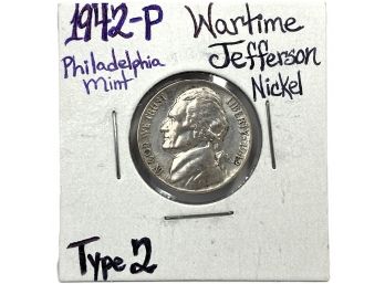 1942-P Wartime Jefferson Nickel (Philadelphia Mint-Type 2)
