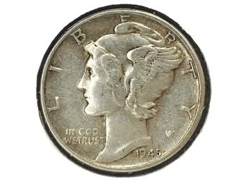 1945 Silver Mercury Dime (90 Percent Silver - Philadelphia Mint)
