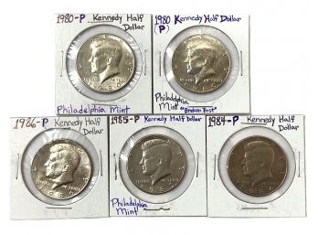 Kennedy Half Dollar Coin Collection (five (5) Coins In Total - Dates Ranging From 1980 To 1986)