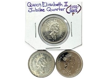 Queen Elizabeth II Jubilee Canadian Quarters (3 Coins In Total)