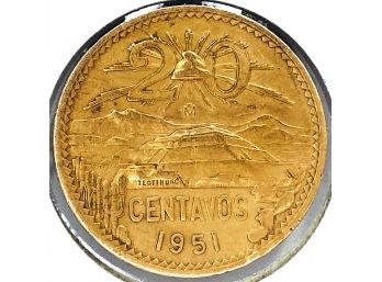 1951 Mexican Twenty (20) Centavos (Type 1)