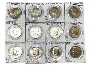 Kennedy Half Dollar Coin Collection (twelve (12) Coins In Total - Dates Ranging From 1971 To 1974)