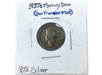 1937-S Silver Mercury Dime (90 Percent Silver - San Francisco Mint)