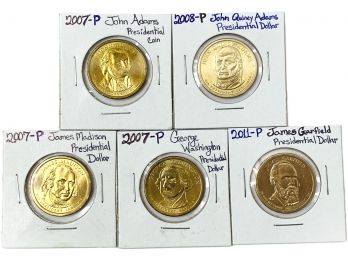 U.S. Presidential Dollar Coins (5 Coins In Total)