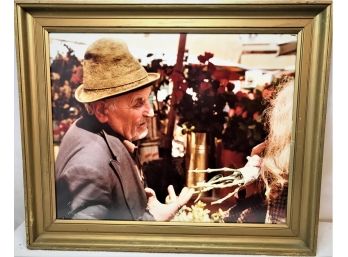 Framed Picture Of An Elderly Man Wearing A Fedora In Roma 1980 By Bob Grenier