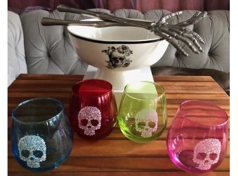 'SKELETON & ROSES' Bowl, Severing Utensils & Glasses