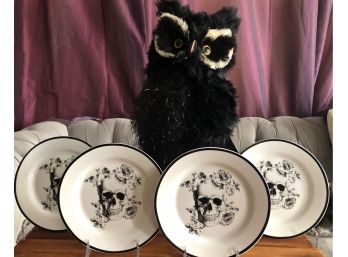 'SKELETON & ROSES' Plates & Owl
