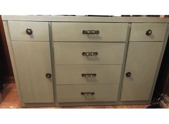Six Drawer Two Door Side Board Painted Green