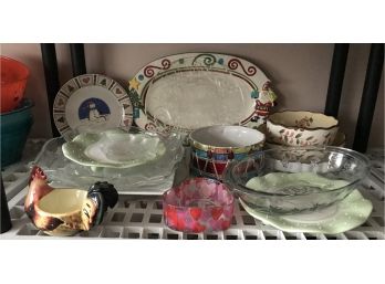 Large Lot Of Glass Serving Dishes