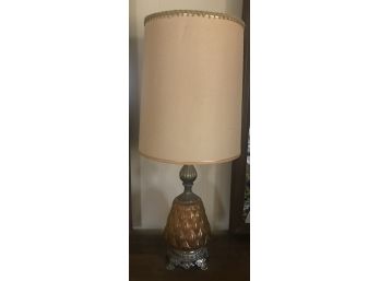 Pair Of Amber Glass Lamps