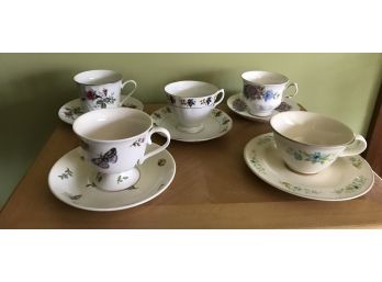 Five Tea Cups And Saucers