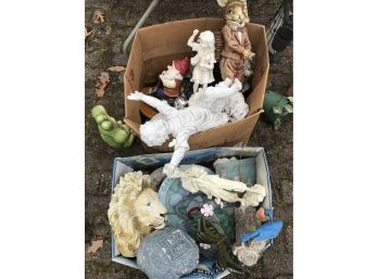 Lot Of Garden Decor In Resin And Plastic Material