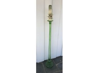 Green Glass Candle Holder, Hollow