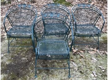 Four Metal Spring Mesh Chairs